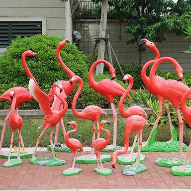 景观橱窗公园林婚庆拍摄道具火烈鸟玻璃钢雕塑装饰工艺品大摆件