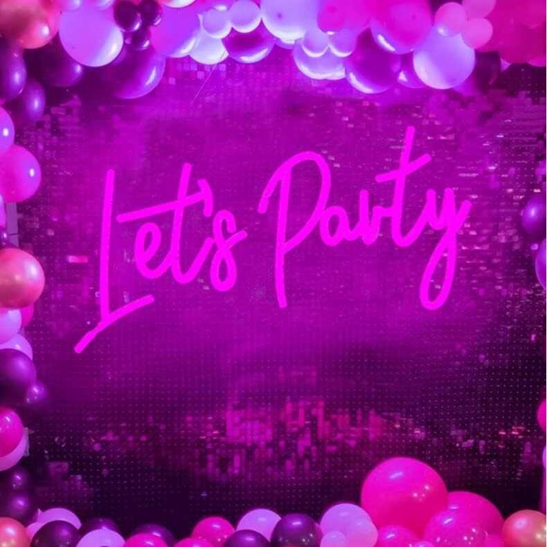 跨境亚克力霓虹灯 Let's Party派对装饰灯发光字母灯牌LED造型灯