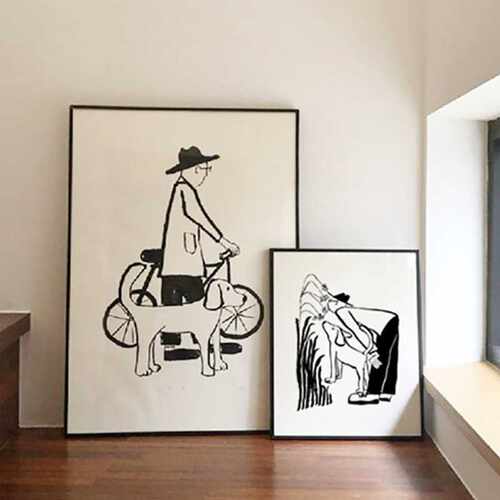 cat & dog可爱波普风我的恋人猫咪与狗抽象装饰画有趣艺术壁挂画