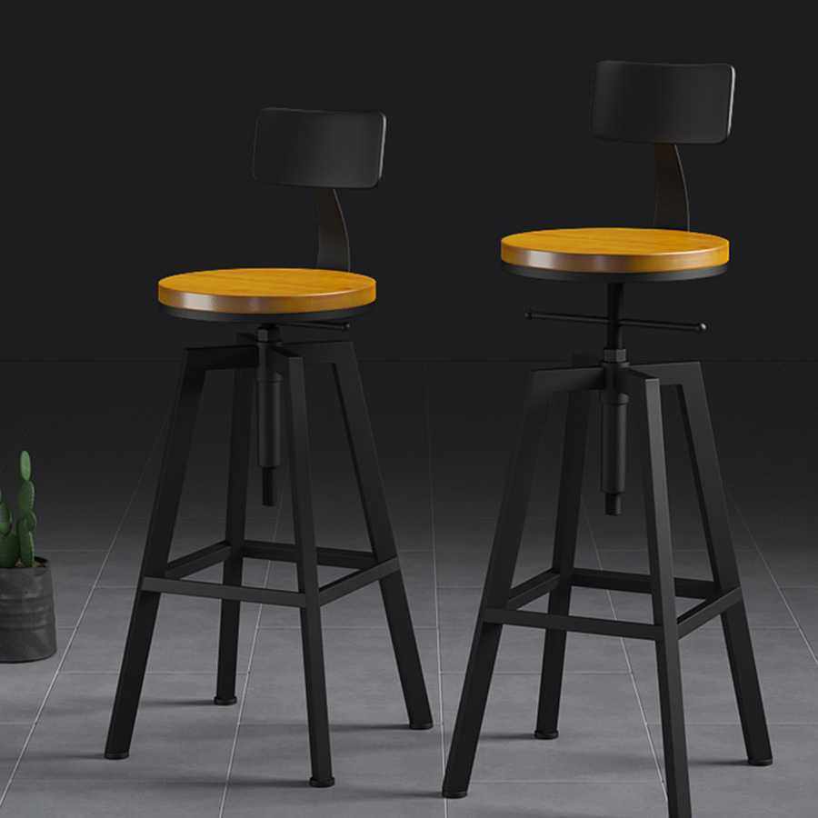 美式工业风实木铁艺升降旋转吧椅简约复古loft咖啡店高吧台椅子