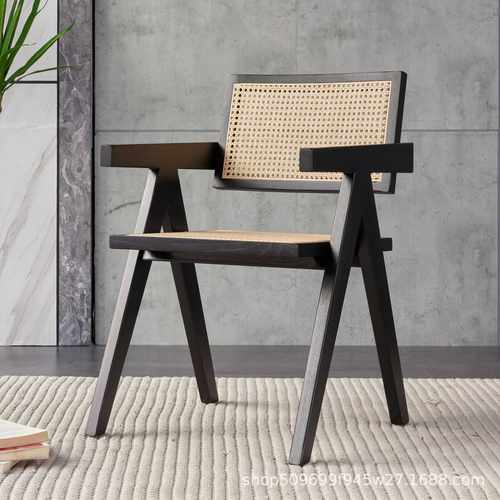 北欧实木餐椅家用民宿咖啡厅餐桌椅椅子ins侘寂风中古椅ins风