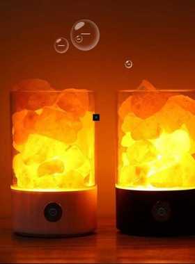 Himalaya salt led light crystal night lamp desk natural