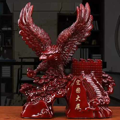 大展宏图笔筒摆件仿木老鹰工艺品老板办公室桌面摆设品书房装饰品