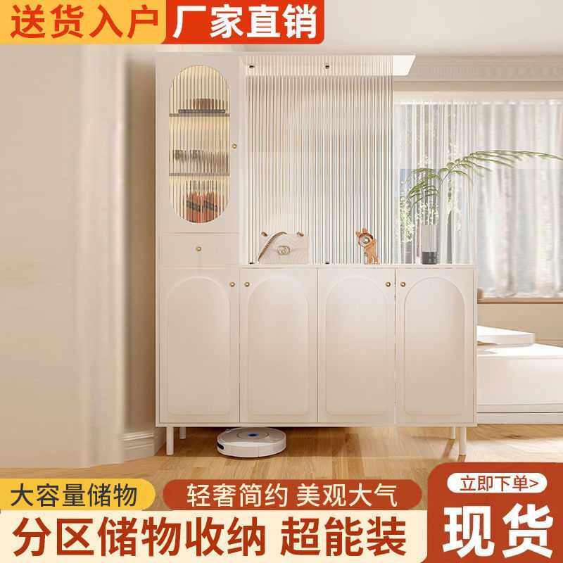 玄关柜入户鞋柜简约现代北欧风玻璃一体书柜现代屏风隔断客厅遮挡