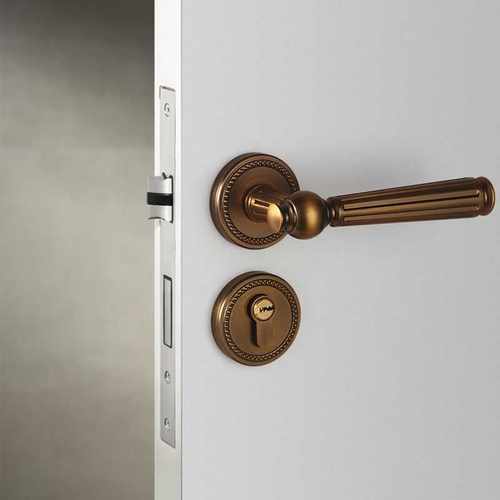 门锁室内静音锁金色法式木门锁轻奢家用卧室磁吸门锁分体锁具