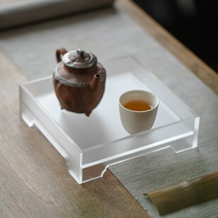 亚克力壶承简约方形茶具茶杯收纳架百H搭磨砂小茶盘干泡台茶承托