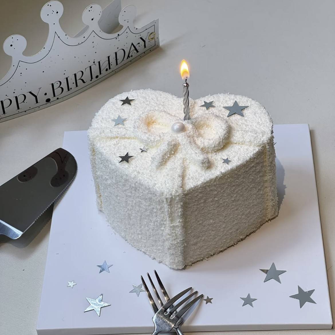 ins银色亮片星星爱心蛋糕装饰螺旋蜡烛仙女女神生日派对装扮插件