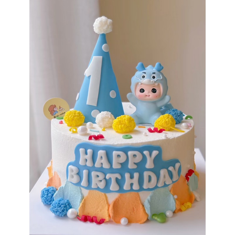 卡通可爱生肖龙宝宝男孩女孩周岁满月一百天蛋糕甜品台装饰摆件