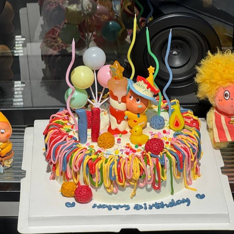 网红蜡烛星星人蛋糕装饰摆件许愿星人小黄鸭蜡烛儿童生日装扮插件