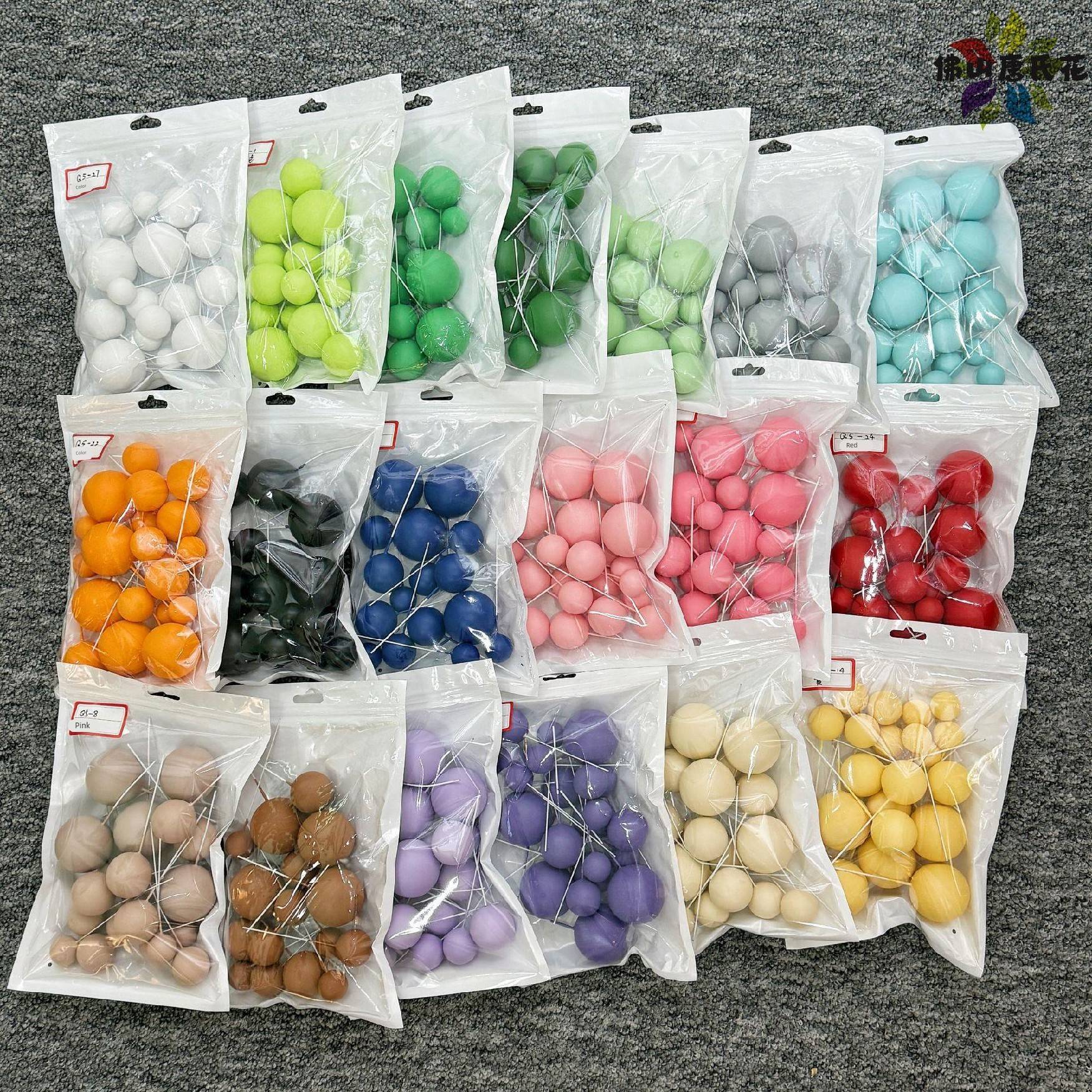 混泡沫蛋糕个装跨境马卡龙摆件尺寸装饰彩球圆球蛋糕款磨砂20插牌