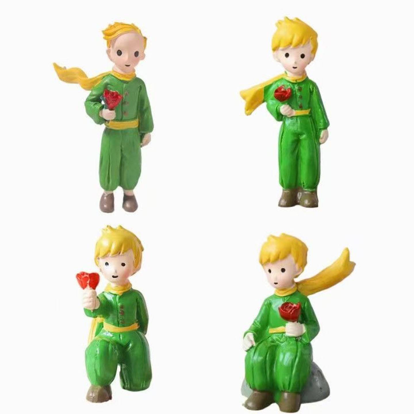 网红情人节蛋糕装饰拿花小王子摆件情侣求婚表白仿真玫瑰花插件