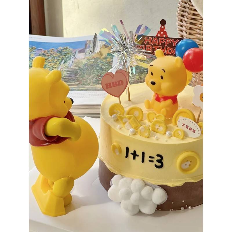 大肚子维尼熊蛋糕装饰摆件可爱大肚熊怀孕孕妈妈生日烘焙装扮插件