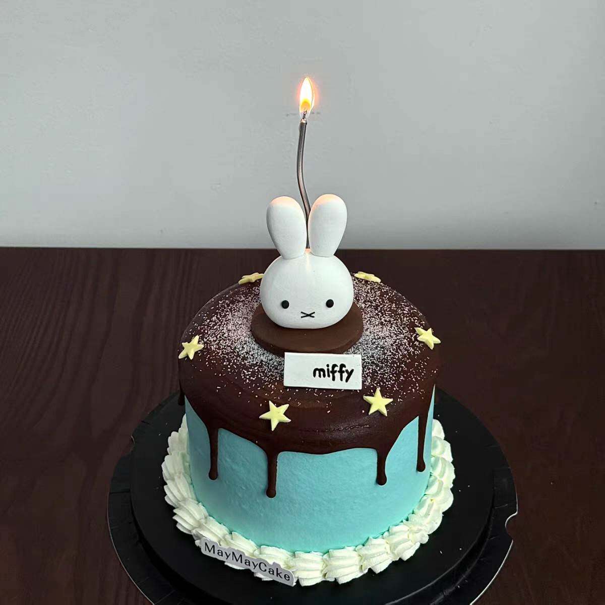 网红米菲兔子薄巧蝴蝶结星星五角星曲线蜡烛蜡烛插件蛋糕装饰摆件