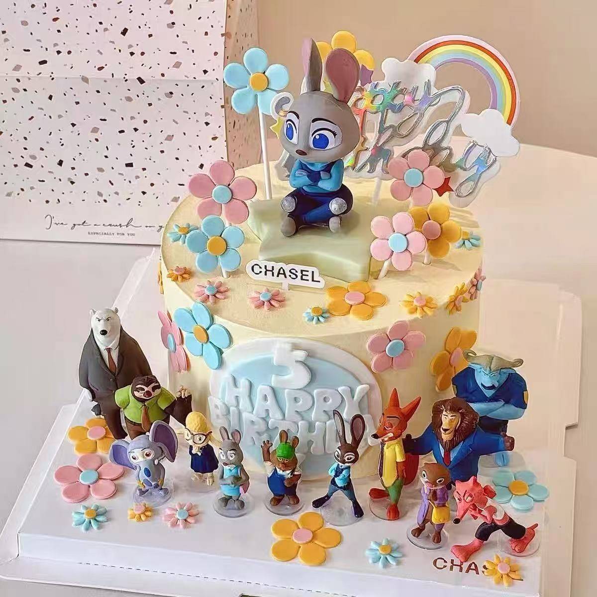 疯狂动物城蛋糕装饰摆件尼克朱迪警官狐兔儿童生日烘焙装扮插件