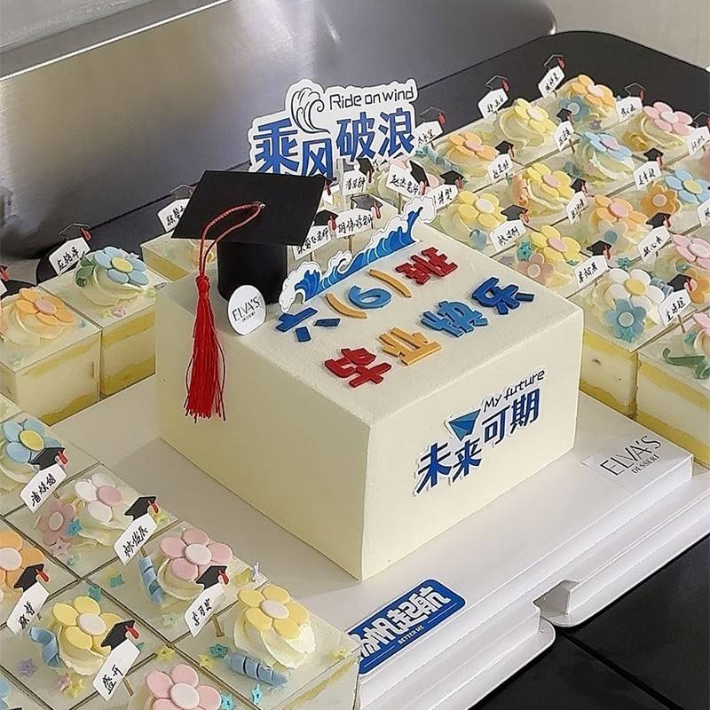 2025毕业季蛋糕装饰博士帽空白手写名字插件乘风破浪未来可期摆件