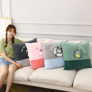 可爱抱枕沙发靠垫办公室床头靠背汽车靠枕正方形抱枕套不含芯