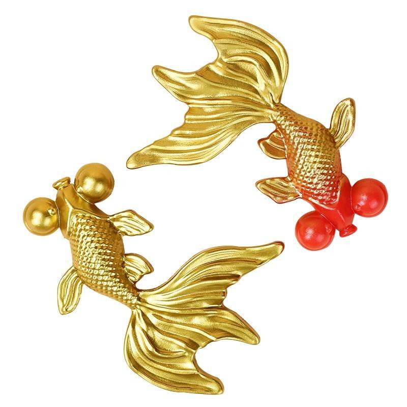 锦鲤蛋糕装饰摆件祝寿中国风塑料金鱼鲤鱼寿星生日烘焙配件插件