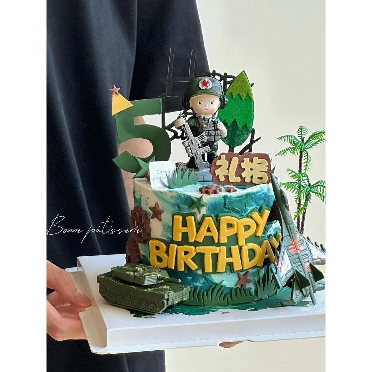 2025建军节Q版特种兵蛋糕装饰摆件迷彩服军人模型毛毡树烘焙配件