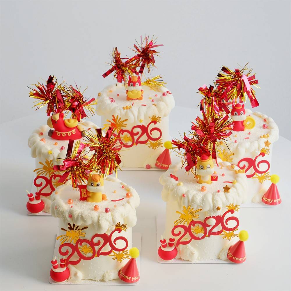 2026新年跨年亚克力蛋糕装饰插件可爱生肖马摆件马年甜品装扮插牌