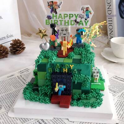 我的世界蛋糕装饰摆件小飞龙地狱门积木玩具男孩生日烘焙装扮插件