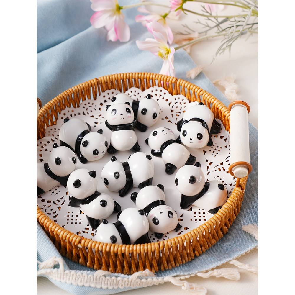 创意幸运猫陶瓷筷子架勺子架筷子架日本卡通笔架可爱熊猫动物小饰