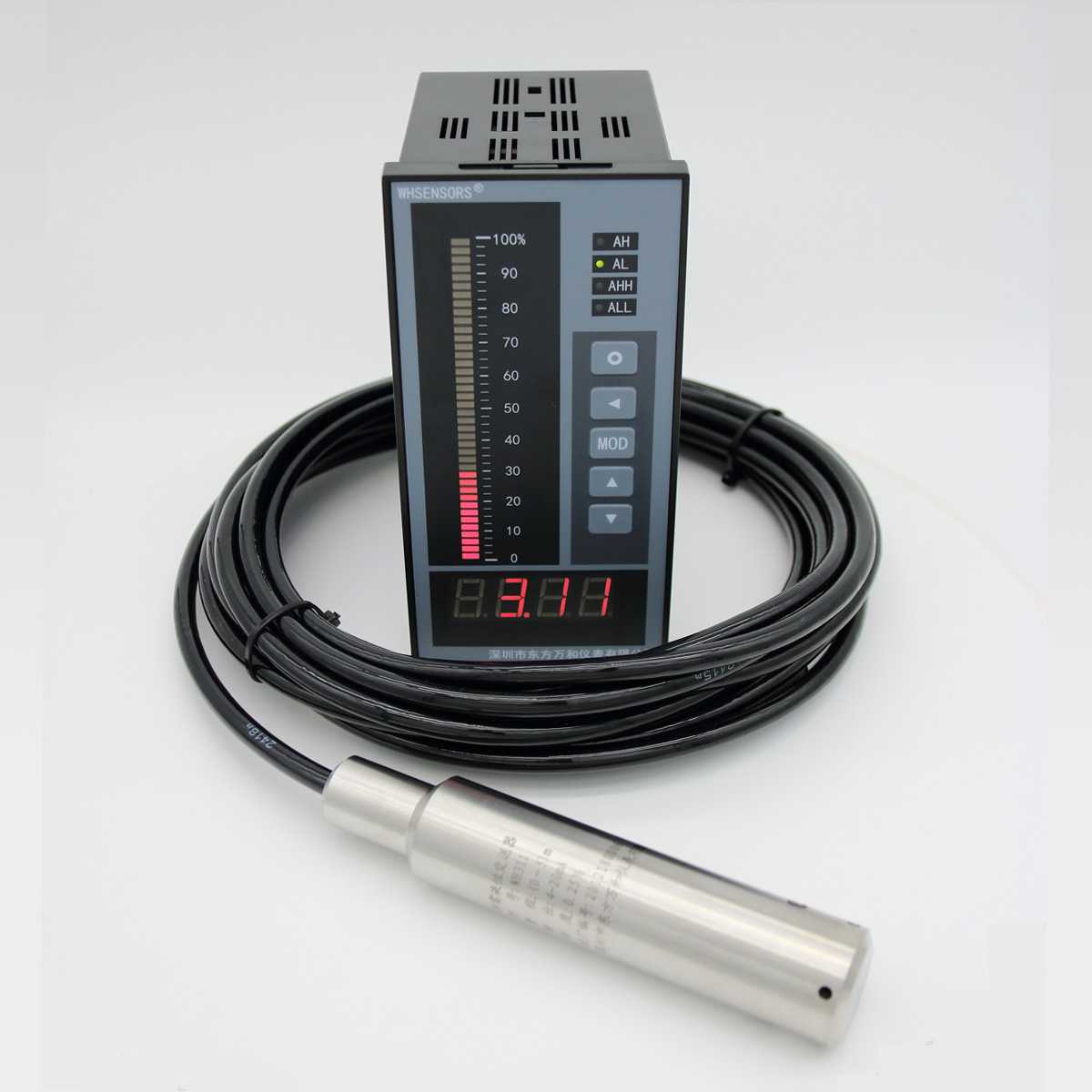 4-20mA投入式智能一体化变送器IP68防护液位介质温度测量