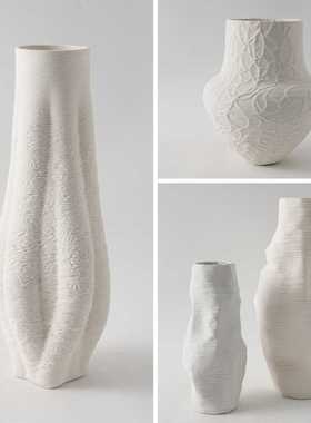 简约现代白色花瓶艺术装饰品桌面摆件3D打印陶瓷异形花器插干花瓶