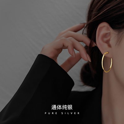 【透莎】经典素圈S925纯银耳环女
