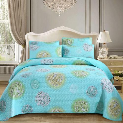 千义汇简约时尚床上用品三件套绗缝被春夏手工棉质水洗床盖夏凉被