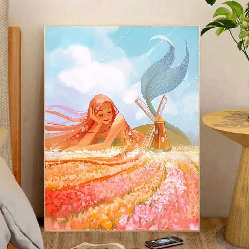 美人鱼十字绣2024新款线绣客厅小幅卧室满绣小件简单新手自己绣