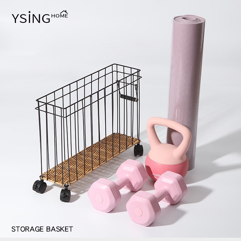 瑜伽垫收纳筐带轮健身运动器材收纳篮I整理神器可移动夹缝收纳架