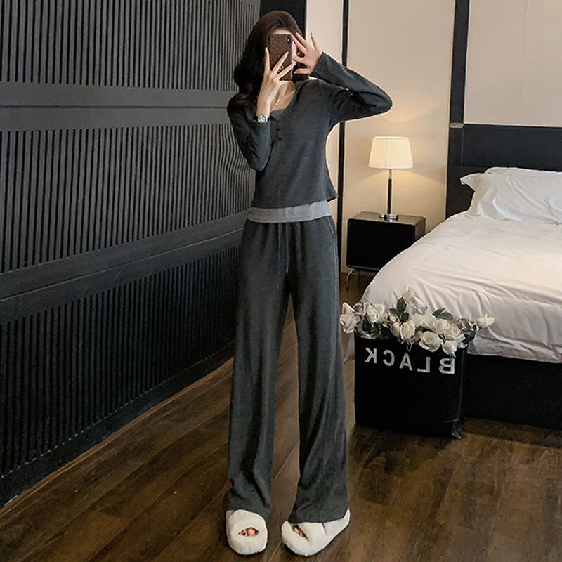 网红炸街连帽休闲套装女秋2025新款显瘦减龄卫衣吊带阔腿裤三件套