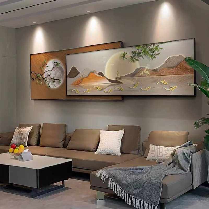 麓r客厅叠加装饰画沙发背景墙面创意壁画高档床头挂画北欧晶瓷挂