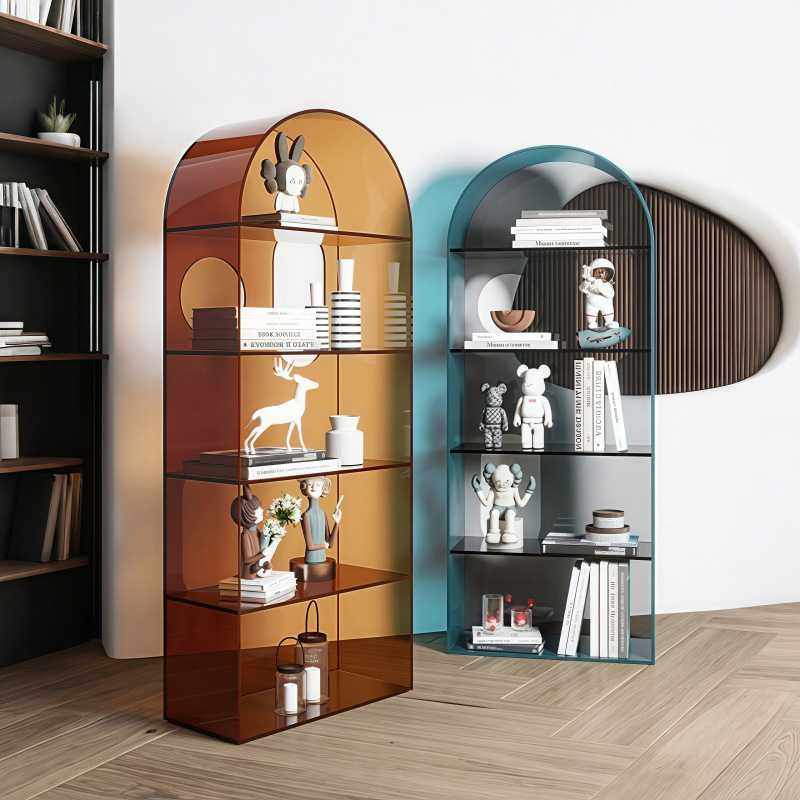 北欧亚克力拱形书架置物架客厅创意轻奢落地多层靠墙组合格子书柜,3C数码配件,摄像机配件,淘宝优惠券,粉丝福利购,淘宝优惠卷