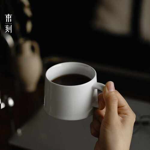 束刻轻奢高级感小众设计风纸白釉语马克杯创意纯白陶瓷咖啡杯ins