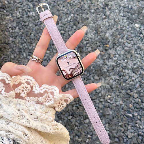 适用iwatch秋冬荔枝纹皮质表带