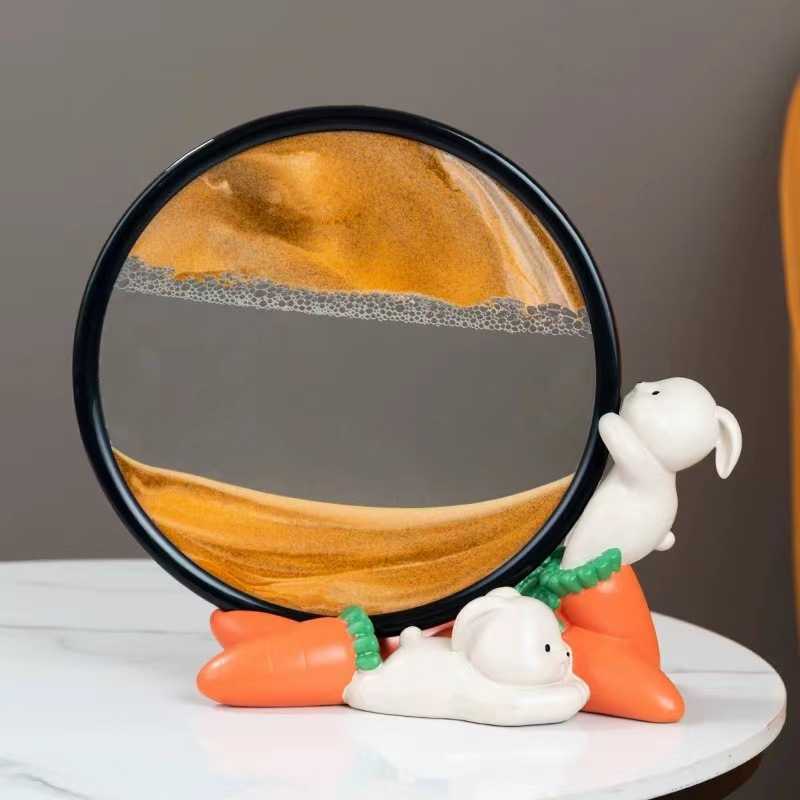 跨境爆款流沙画客厅沙漏树脂摆件毕业礼物山水画办公室柜子装饰品