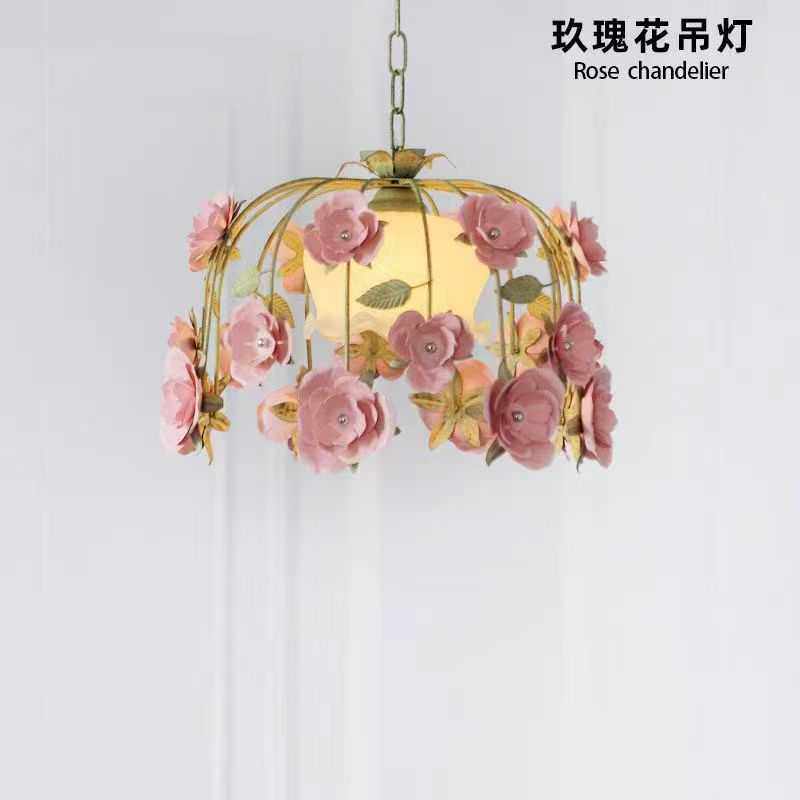 法式吊灯田园奢华卧室餐厅灯具温馨浪漫公主灯女孩房陶瓷装饰灯饰
