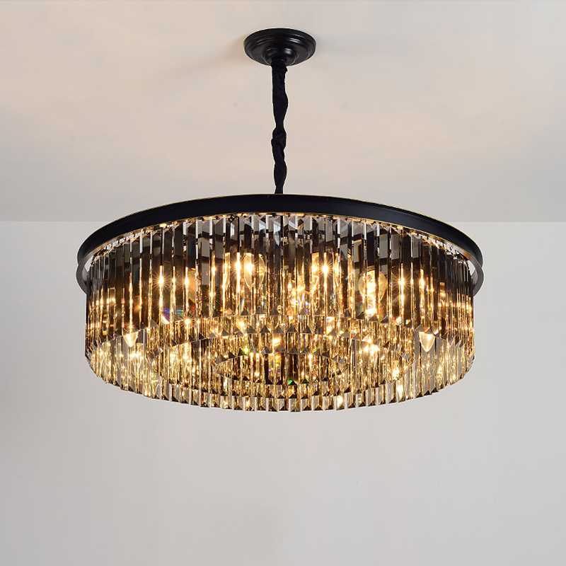 美式轻奢复古个性客厅水晶吊灯卧室餐厅黑色网红别墅现代创意设计