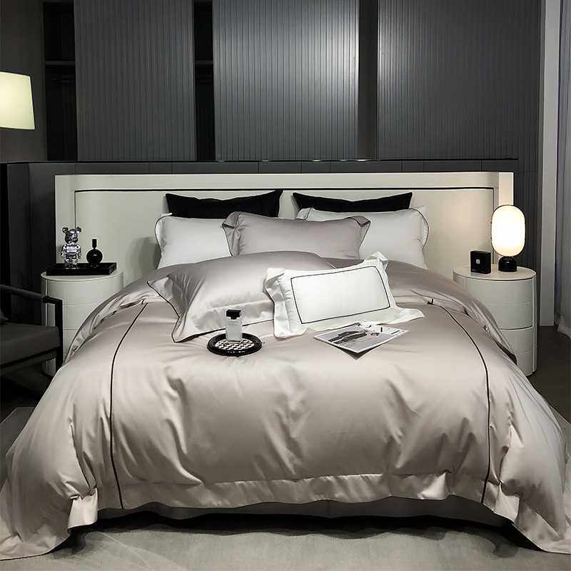 意式极简丨高奢120支丝绸缎四件套 柔亮天丝棉套件高级感别墅软装