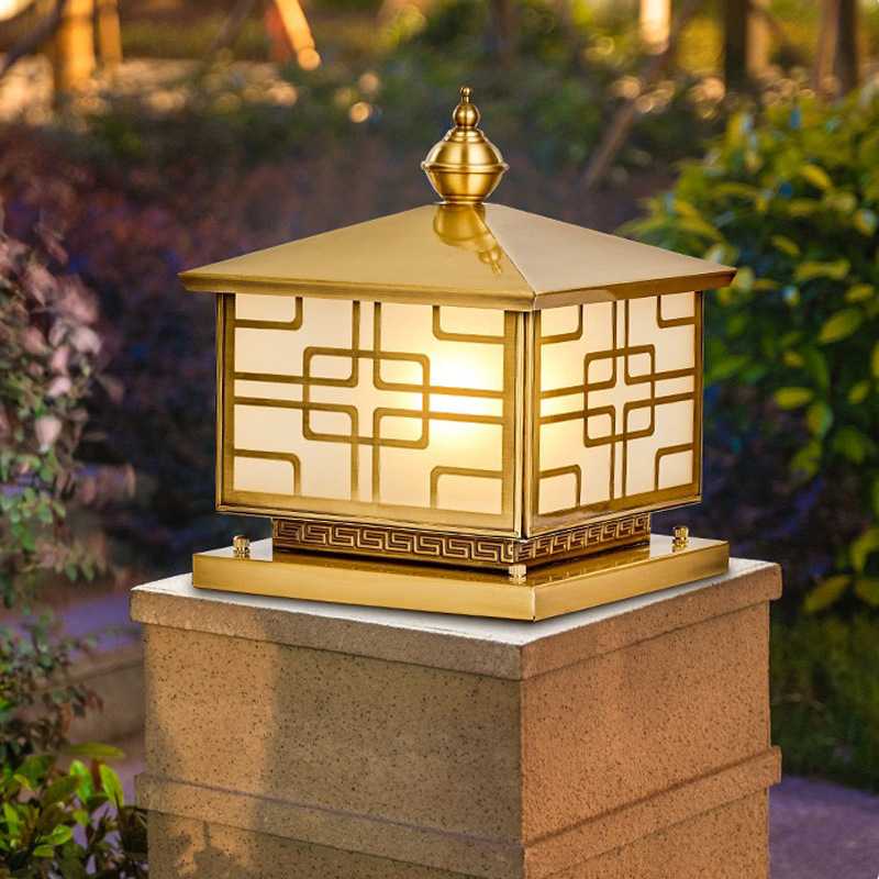 全铜欧式柱头灯新中式别墅庭院花园围墙围栏户外防水装饰接电灯具