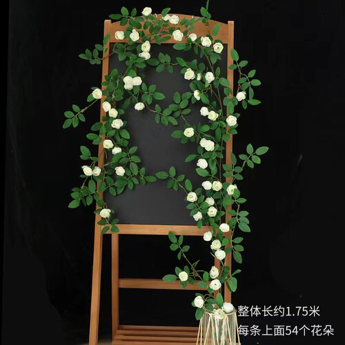 仿真玫瑰花藤条塑料假花藤蔓植物空调管道装饰花遮挡摆设吊顶墙面
