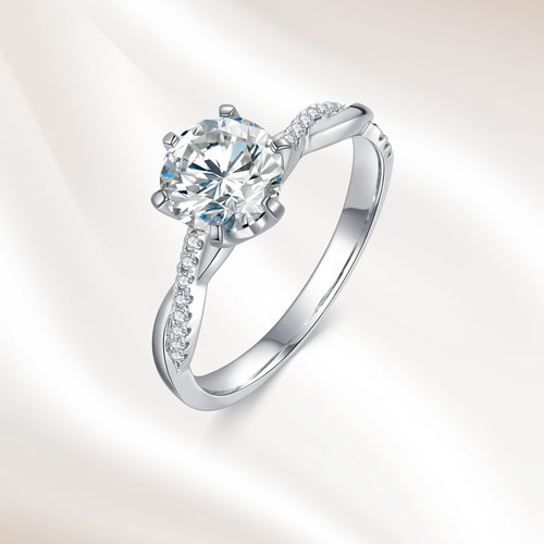 18K金轻奢高级菀藤麻花扭臂钻戒