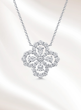 18K金培育钻石LOOP项链锁骨链四叶草耳钉真钻手链生日礼物送女友