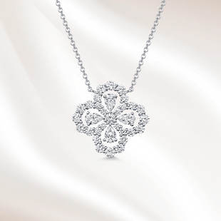 18K金培育钻石LOOP项链锁骨链四叶草耳钉真钻手链生日礼物送女友