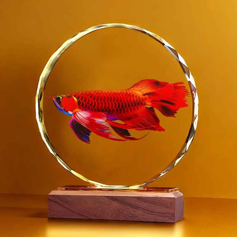 招财龙鱼水晶摆件客厅家居客厅玄关装饰J工艺品公司乔迁开业礼摆