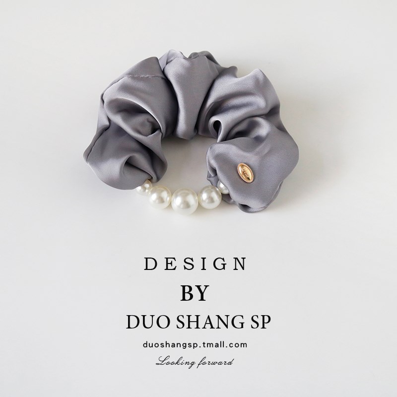 法式珍珠大肠发圈头绳女名媛风皮筋高级感头N花气质绑马尾缎面发