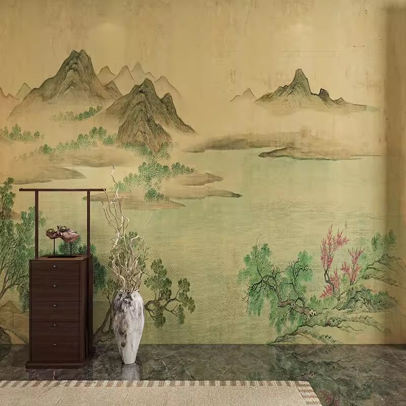 墙纸定制中式3d立n体水墨山水电视背景墙壁纸客厅壁布卧室墙布壁