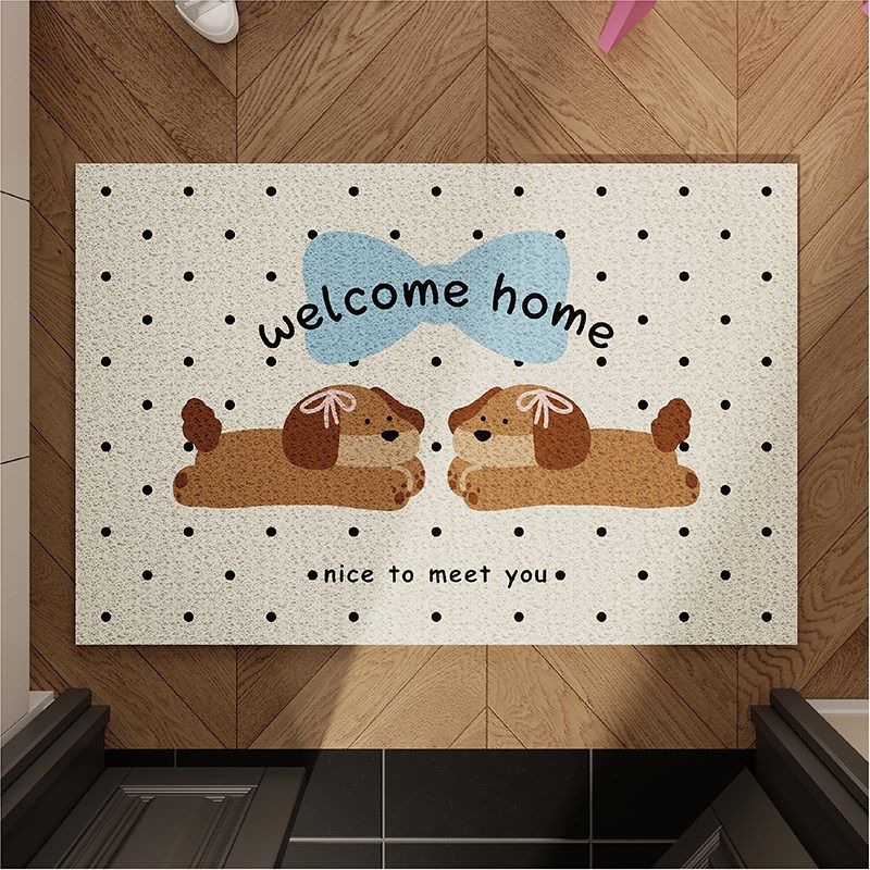 韩式可爱小狗入户地垫丝圈防滑脚垫毯进门垫子玄关门口门外可裁剪,居家布艺,入户地垫,淘宝优惠券,粉丝福利购,淘宝优惠卷