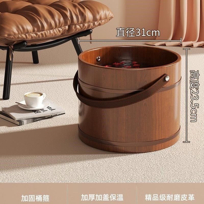 香柏木泡脚桶冬天木桶过小腿高深桶家用木质N洗脚盆木盆实木足浴